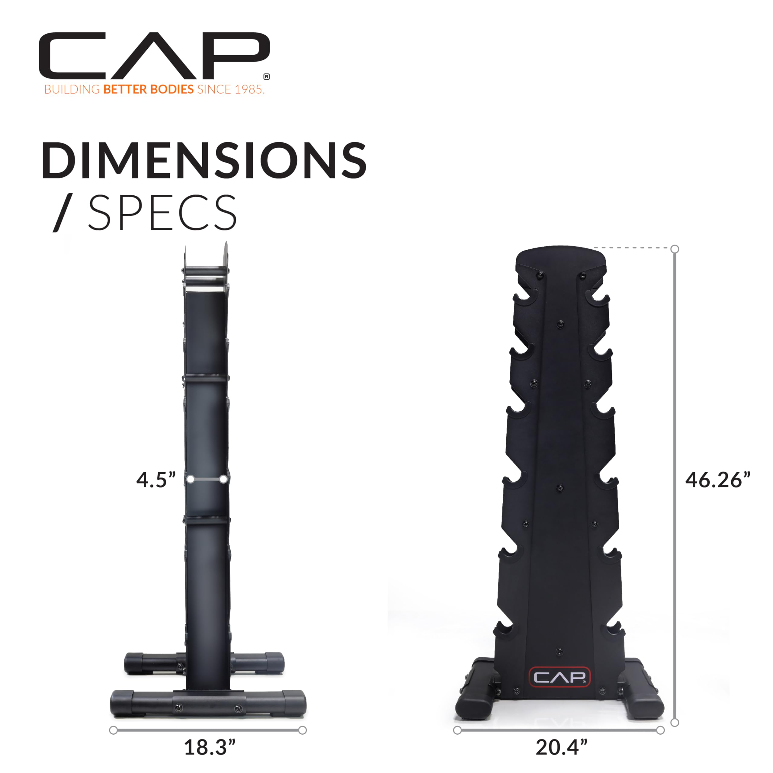 CAP Barbell Rubber Coated Dumbbell Weight Set with Vertical Rack