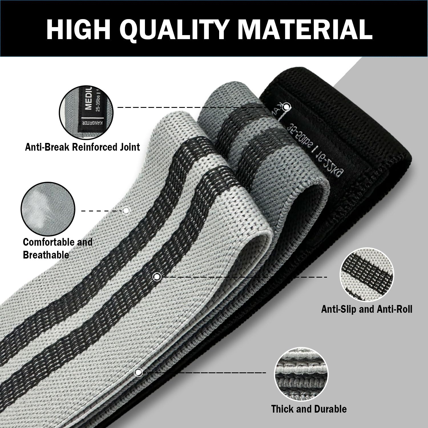 Non-Slip Fabric Resistance Bands for Working Out