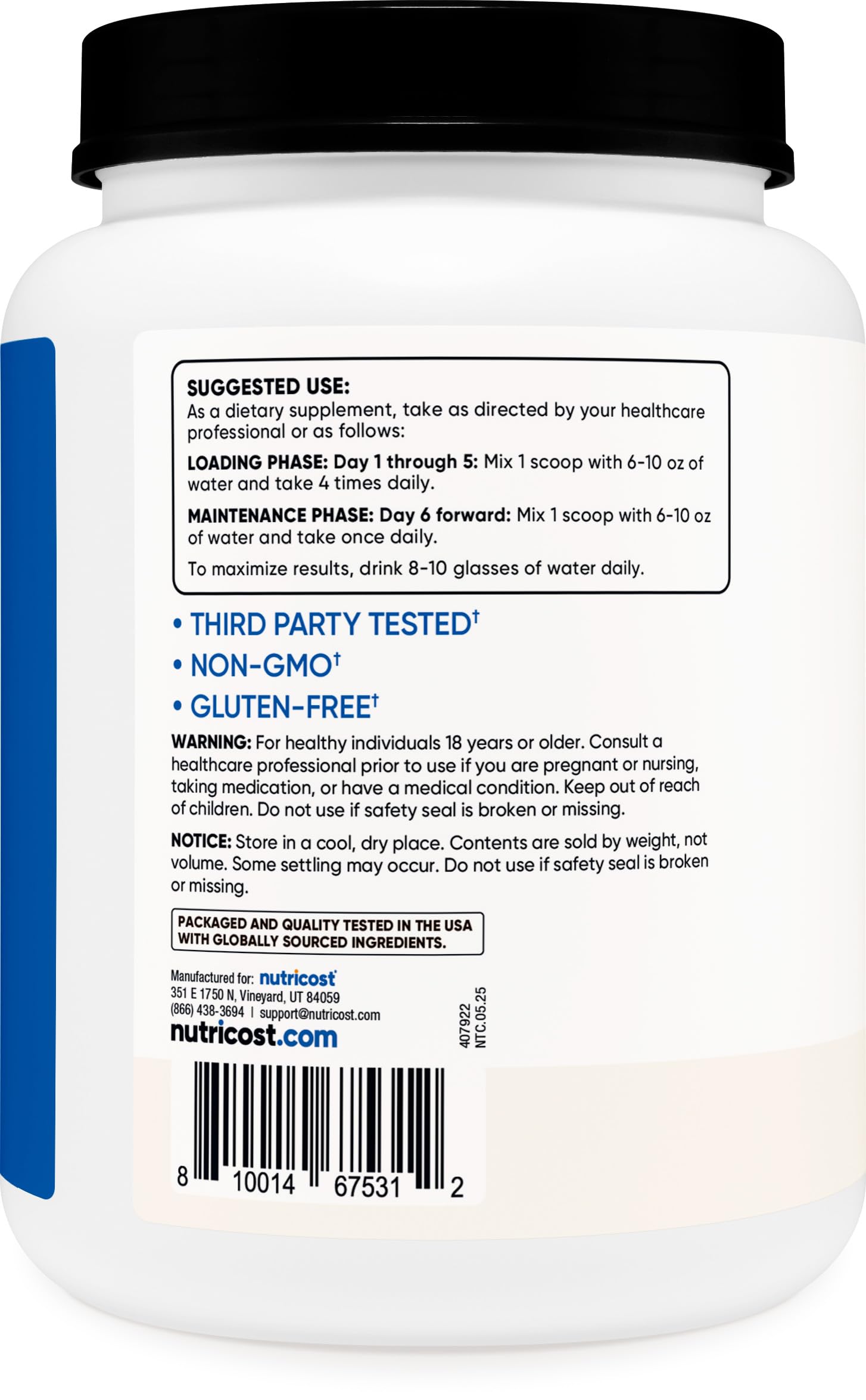 Nutricost Creatine Monohydrate Micronized Powder 500G - 100 Servings
