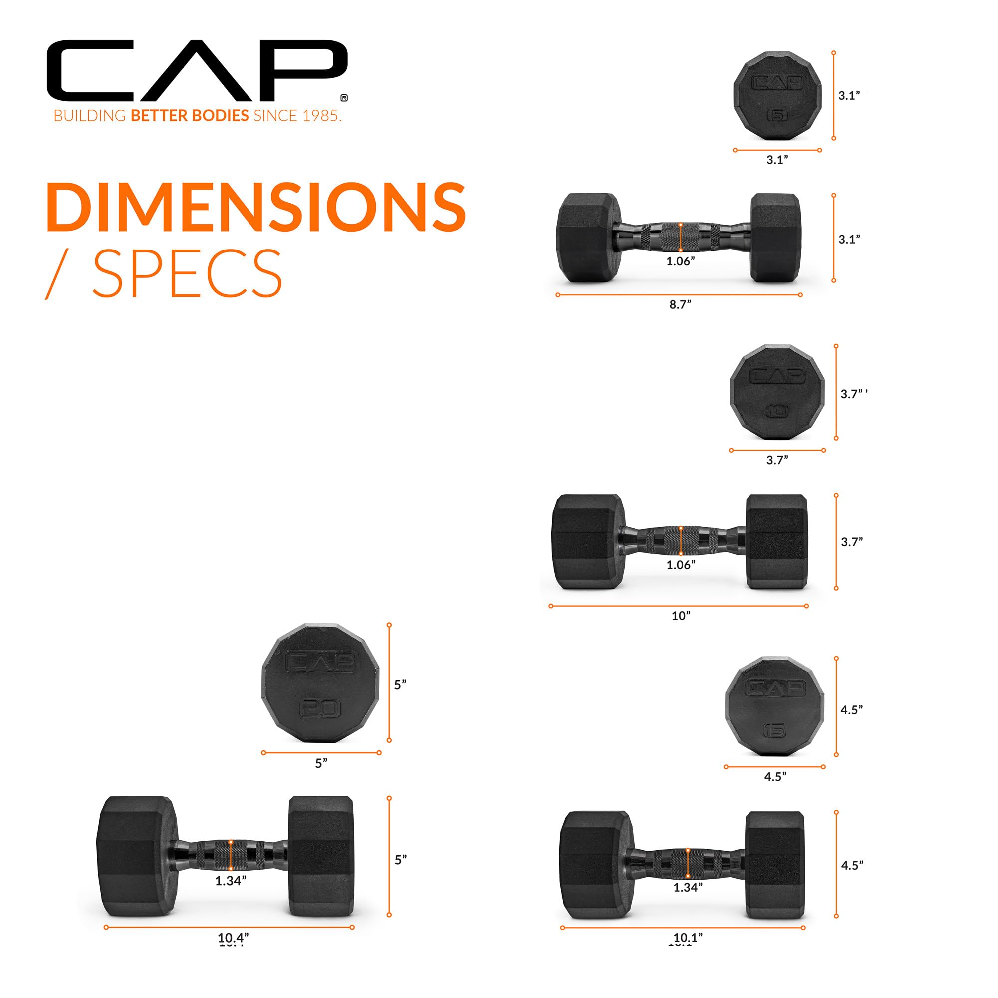 CAP Barbell Rubber Coated Dumbbell Weight Set with Vertical Rack