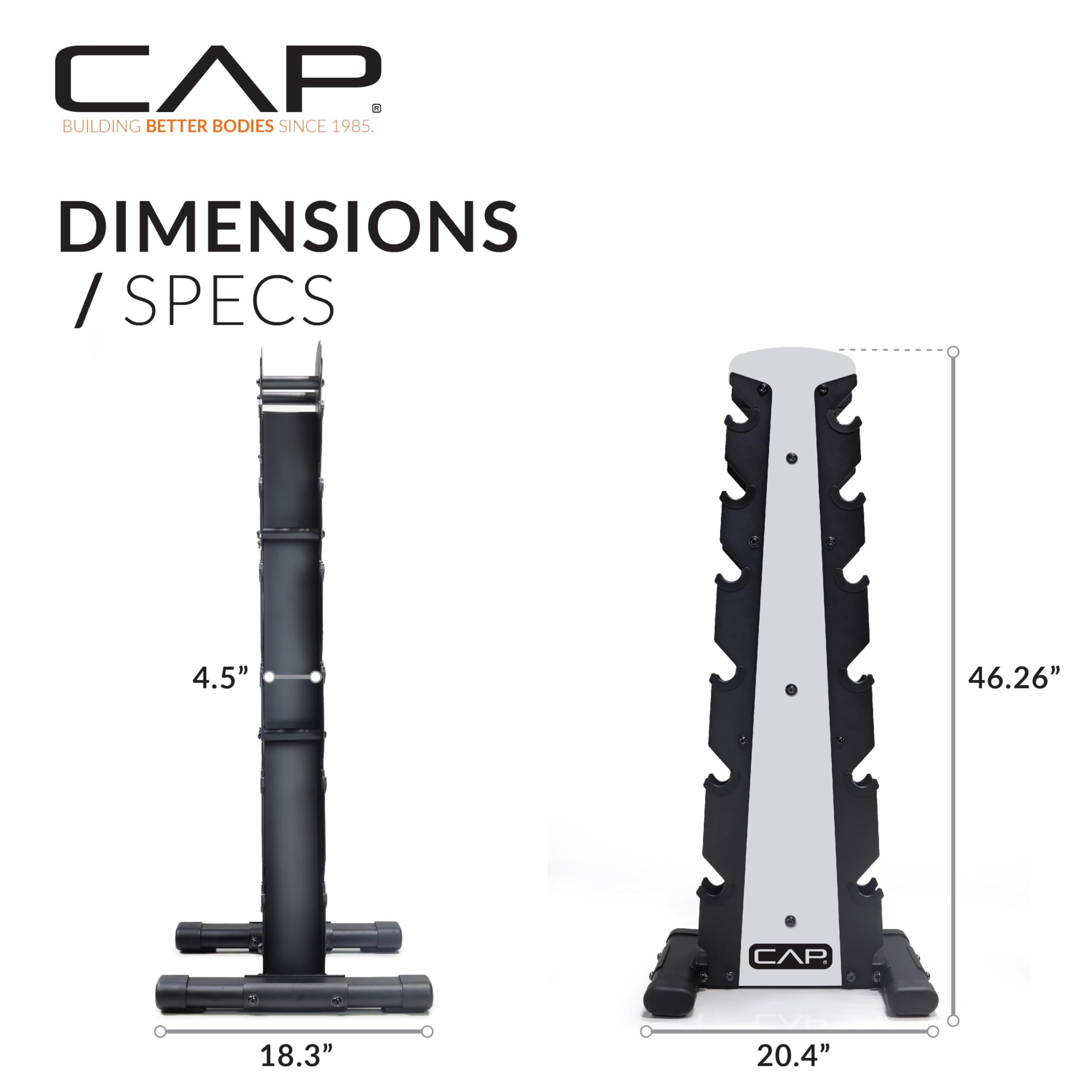 CAP Barbell Rubber Coated Dumbbell Weight Set with Vertical Rack
