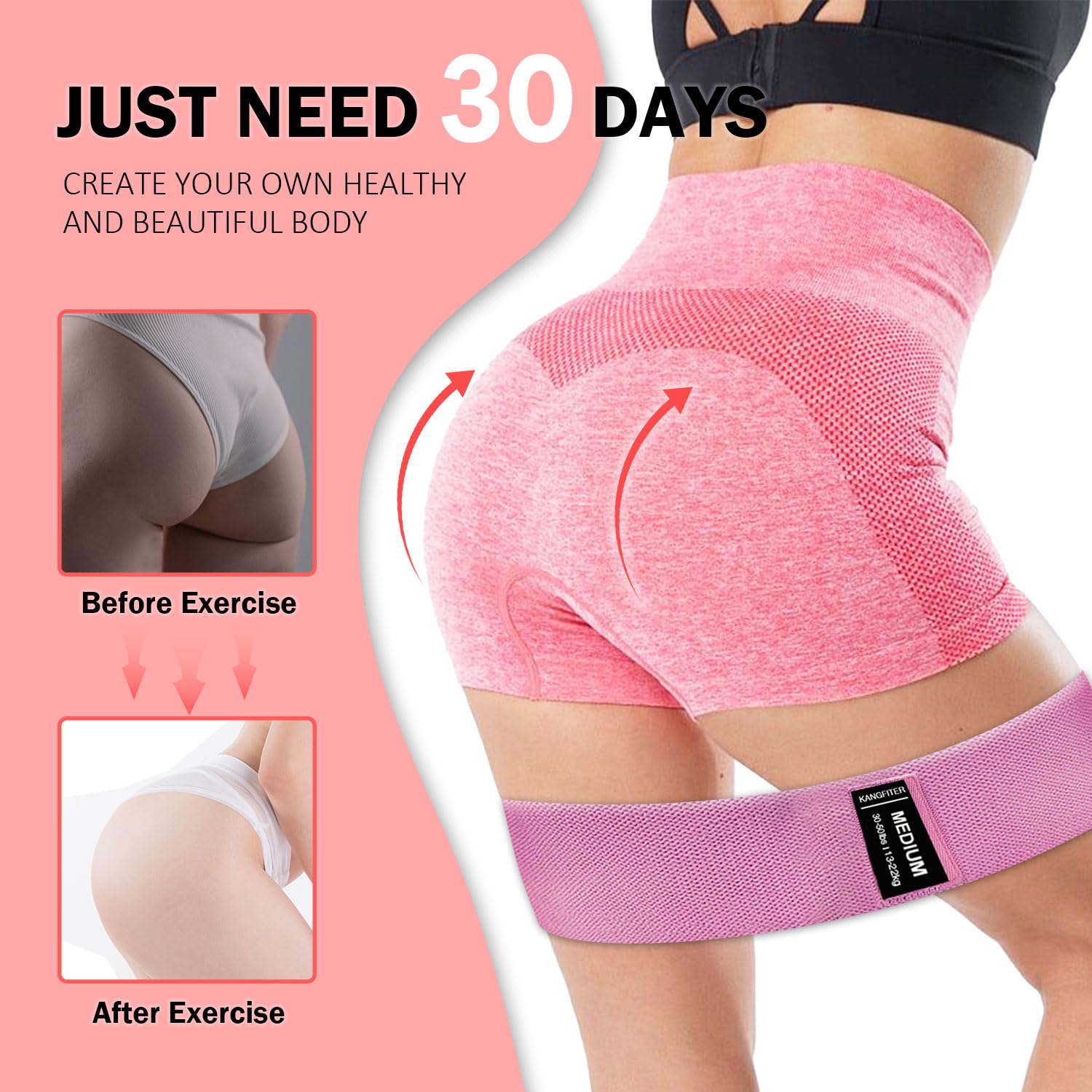 Non-Slip Fabric Resistance Bands for Working Out