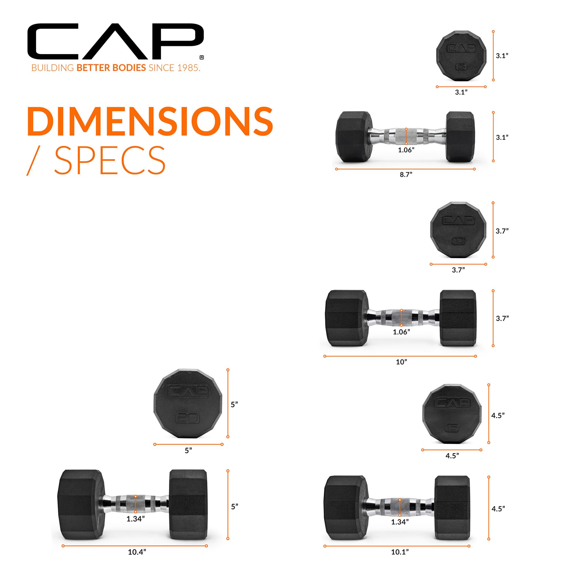 CAP Barbell Rubber Coated Dumbbell Weight Set with Vertical Rack