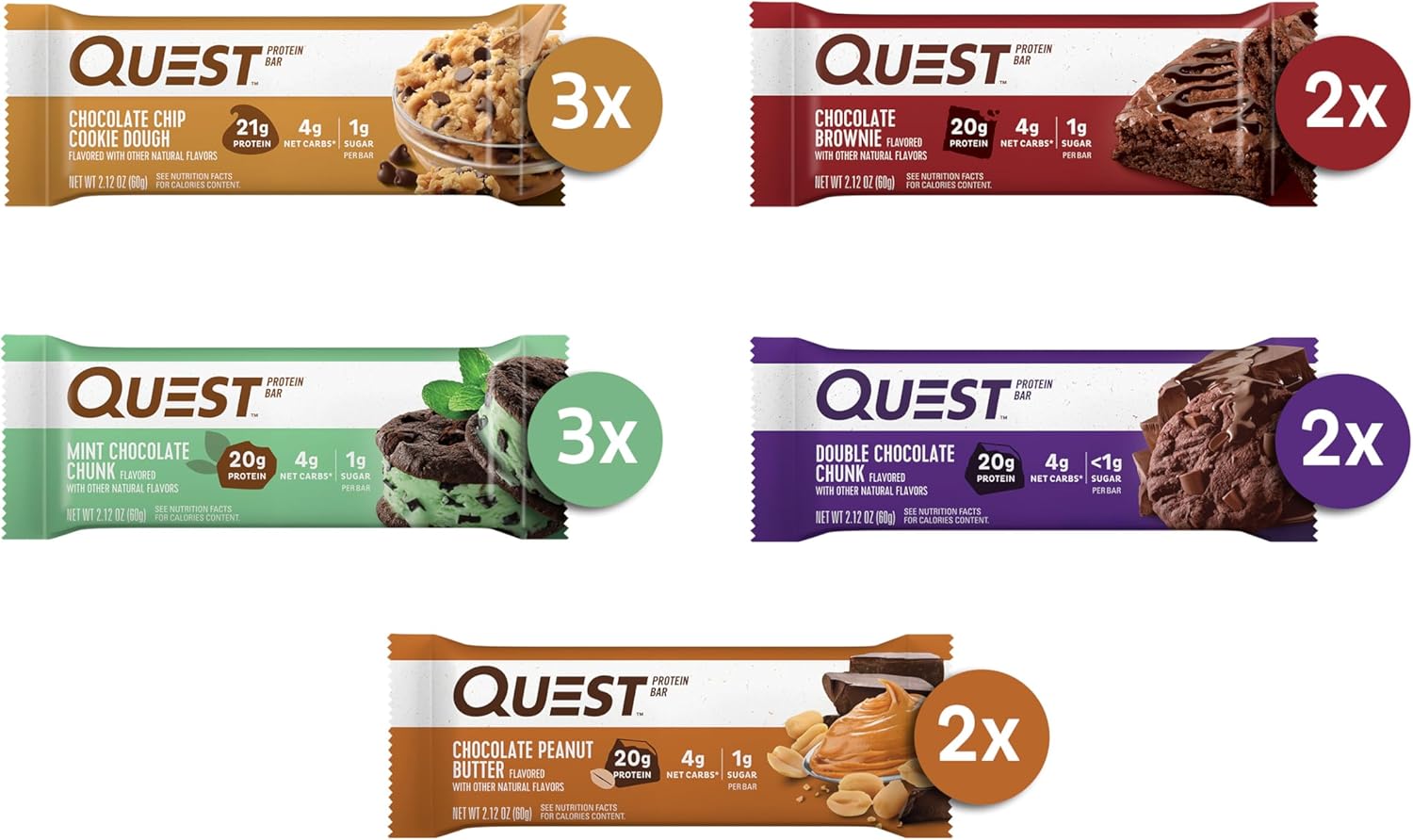 Quest Nutrition Blueberry Muffin Protein Bars, 20g Protein, Gluten Free