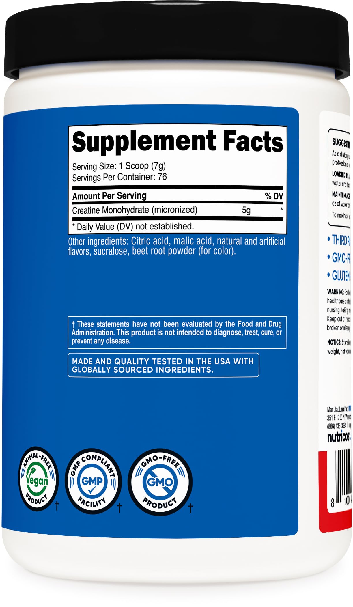 Nutricost Creatine Monohydrate Micronized Powder 500G - 100 Servings