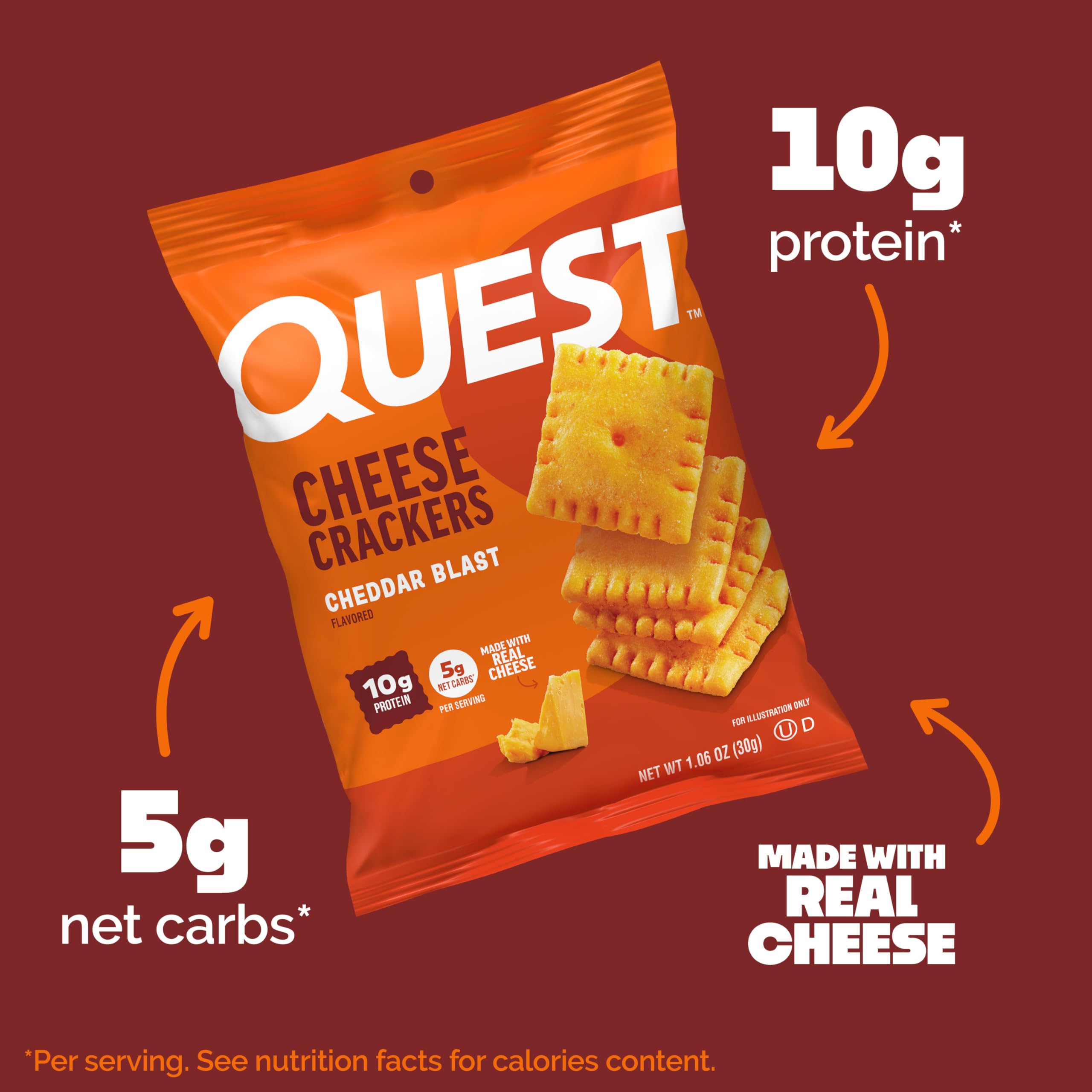 Quest Nutrition Cheese Crackers, 10g Protein, Made with Real Cheese