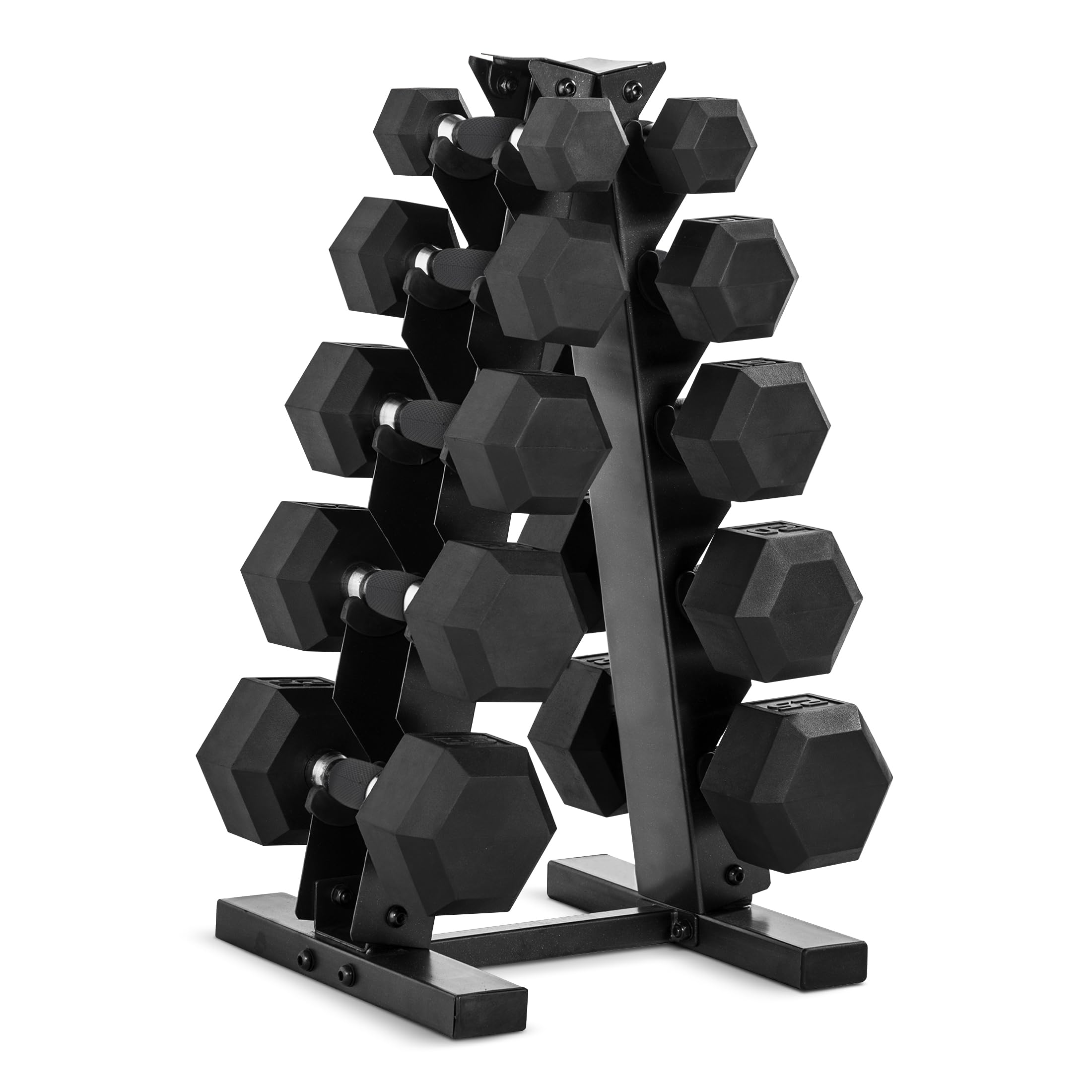 CAP Barbell Rubber Coated Dumbbell Weight Set with Vertical Rack