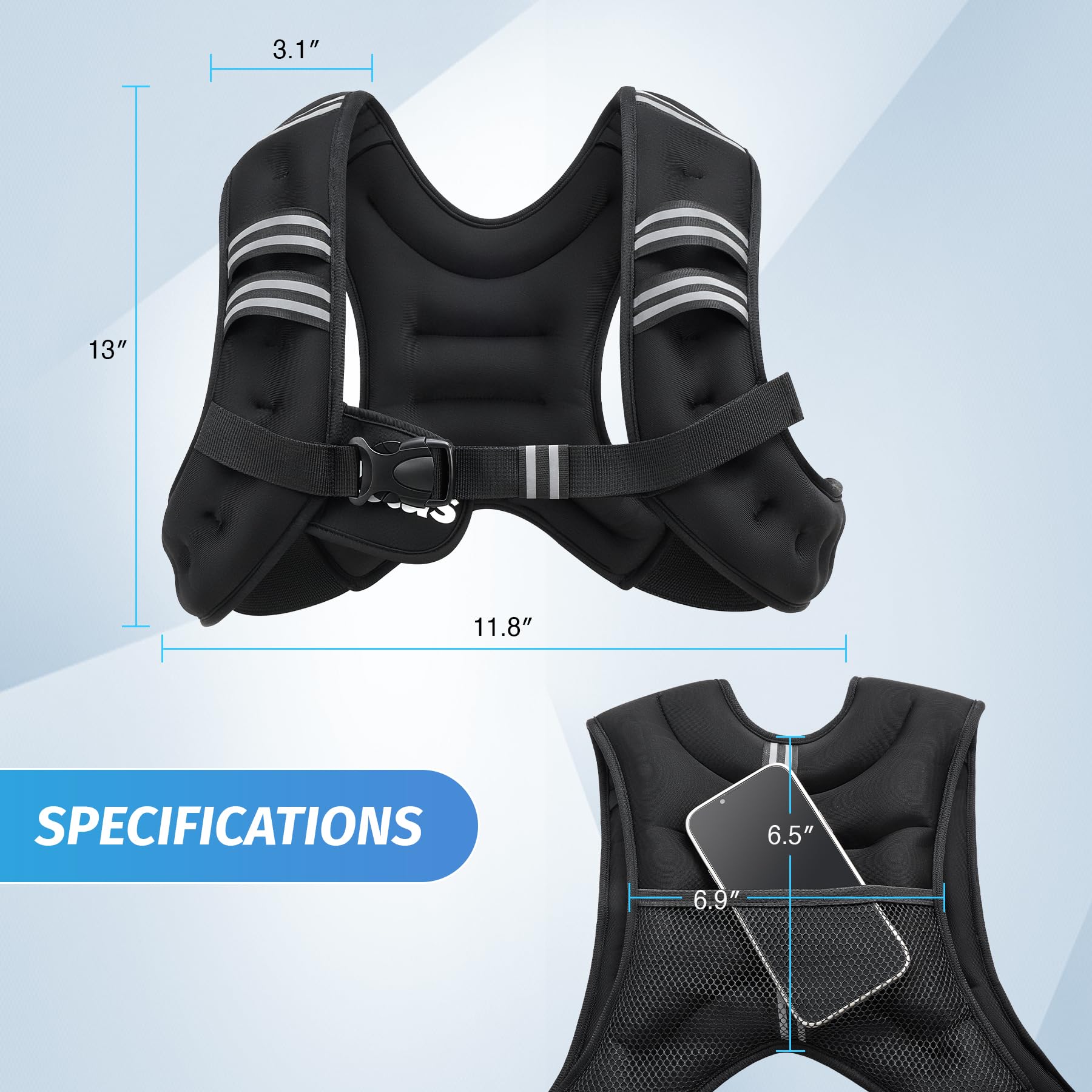 ZELUS Weighted Vest with Reflective Stripe