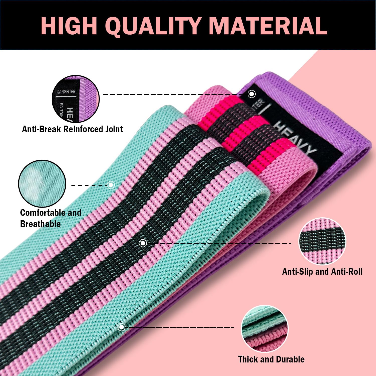 Non-Slip Fabric Resistance Bands for Working Out