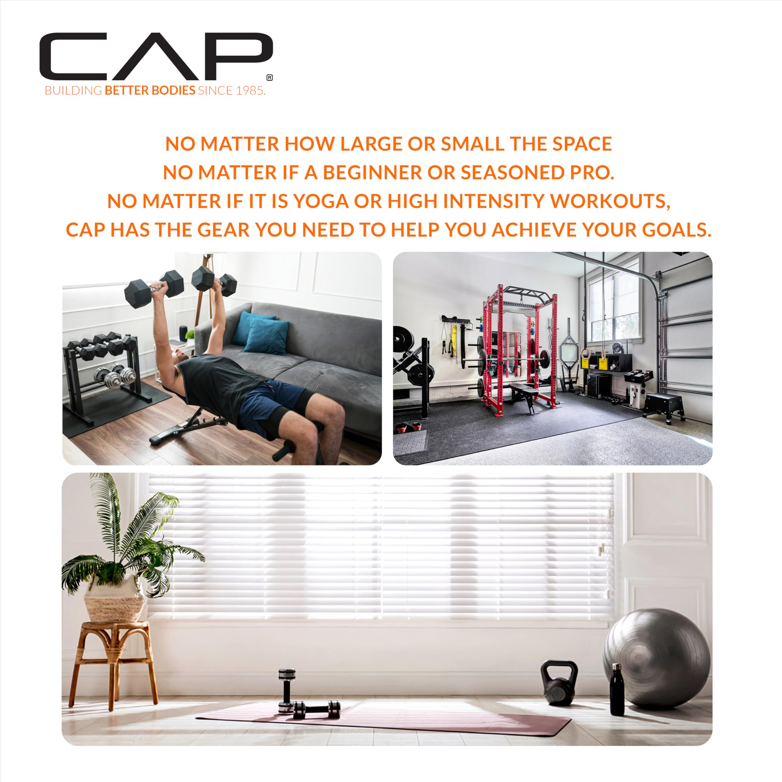 CAP Barbell Rubber Coated Dumbbell Weight Set with Vertical Rack