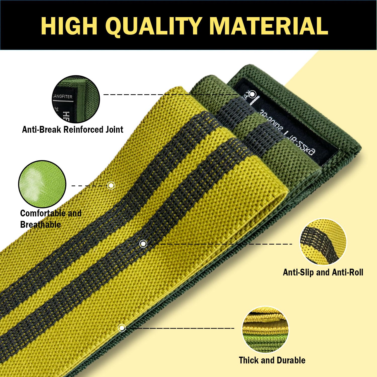 Non-Slip Fabric Resistance Bands for Working Out
