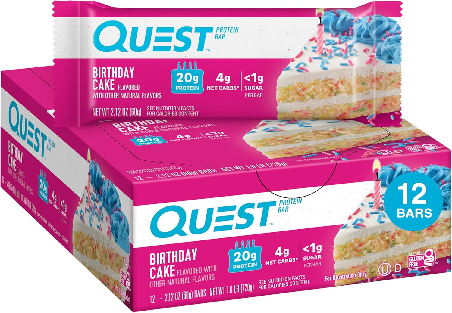 Quest Nutrition Blueberry Muffin Protein Bars, 20g Protein, Gluten Free