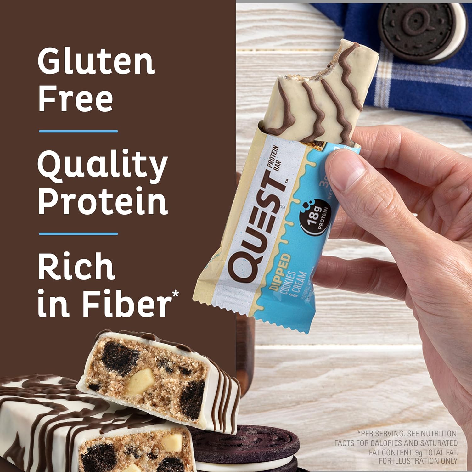 Quest Nutrition Blueberry Muffin Protein Bars, 20g Protein, Gluten Free