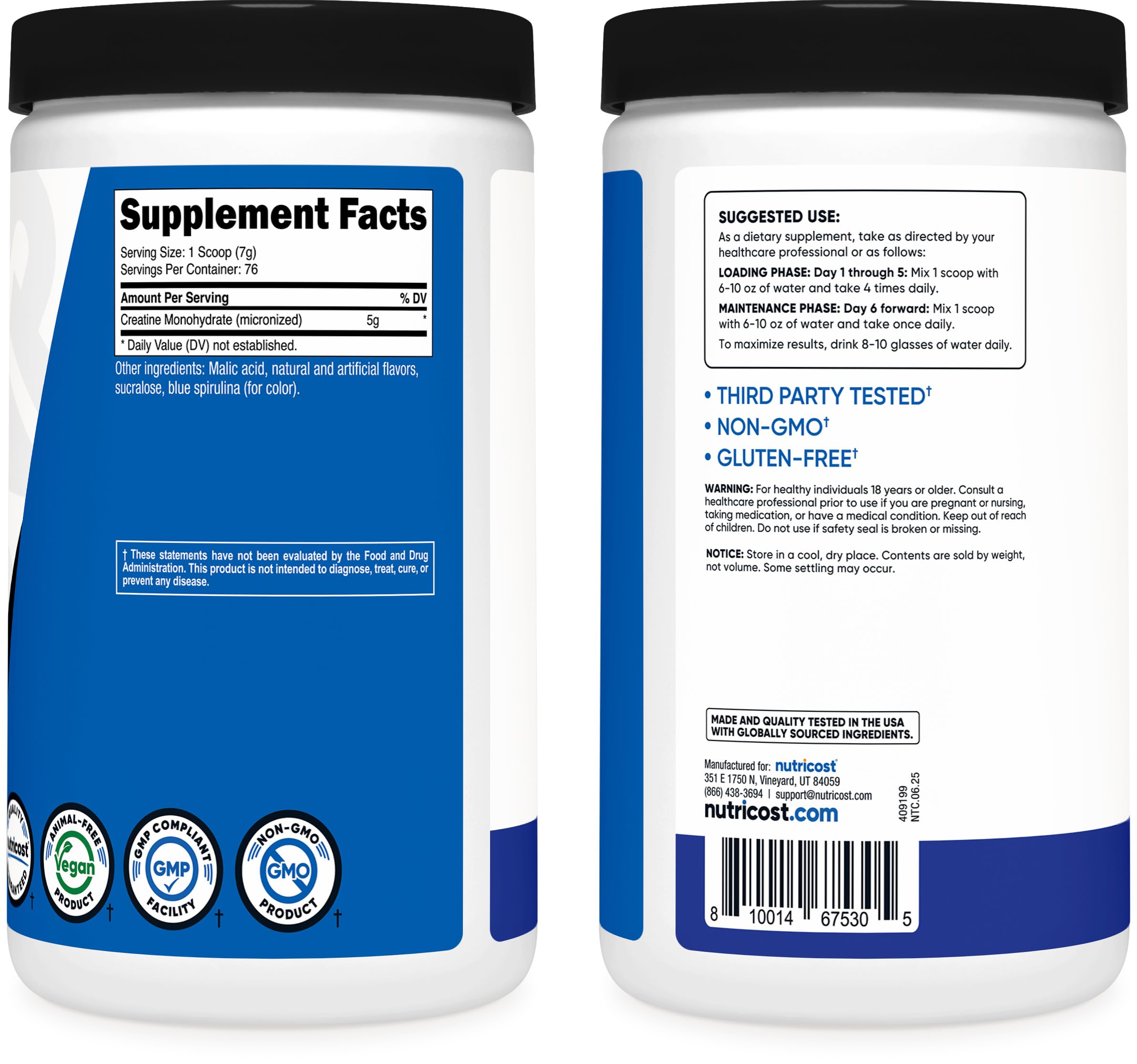 Nutricost Creatine Monohydrate Micronized Powder 500G - 100 Servings
