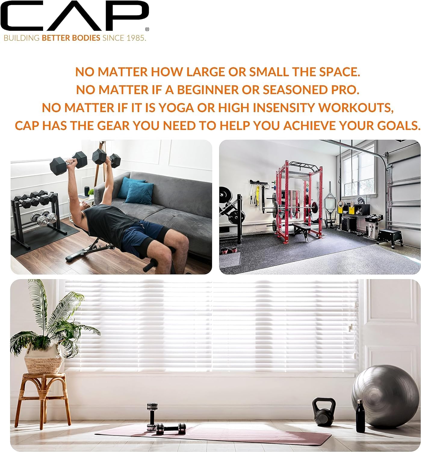 CAP Barbell Rubber Coated Dumbbell Weight Set with Vertical Rack