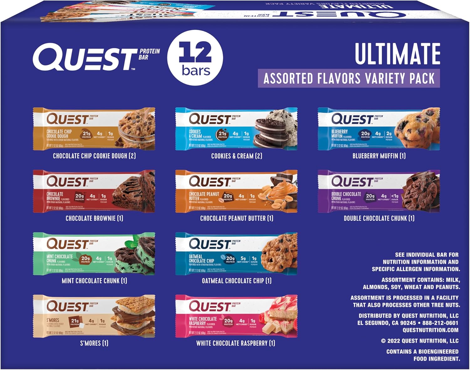 Quest Nutrition Blueberry Muffin Protein Bars, 20g Protein, Gluten Free