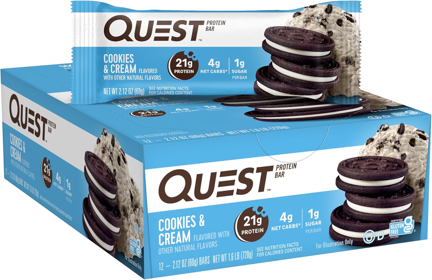 Quest Nutrition Blueberry Muffin Protein Bars, 20g Protein, Gluten Free