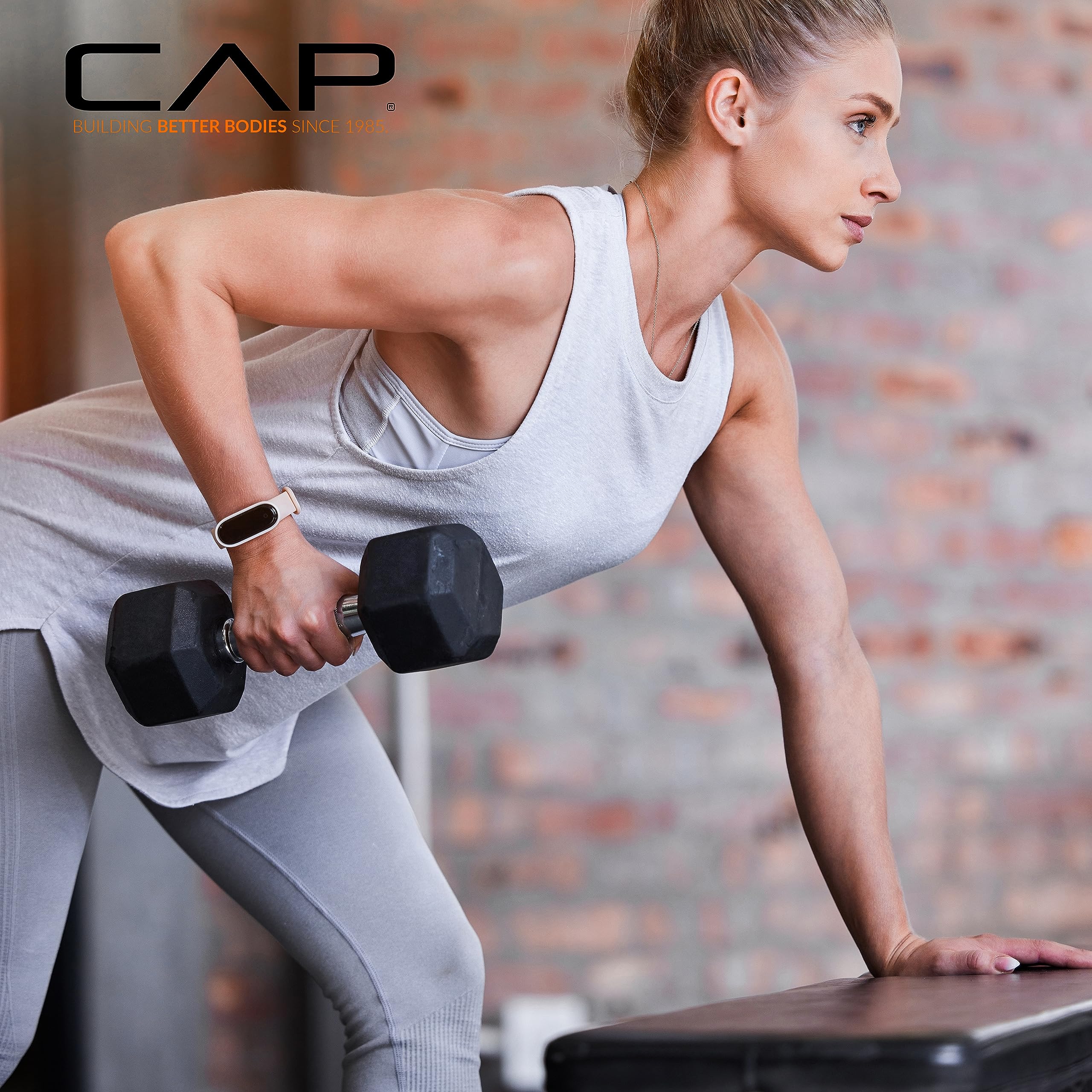 CAP Barbell Rubber Coated Dumbbell Weight Set with Vertical Rack