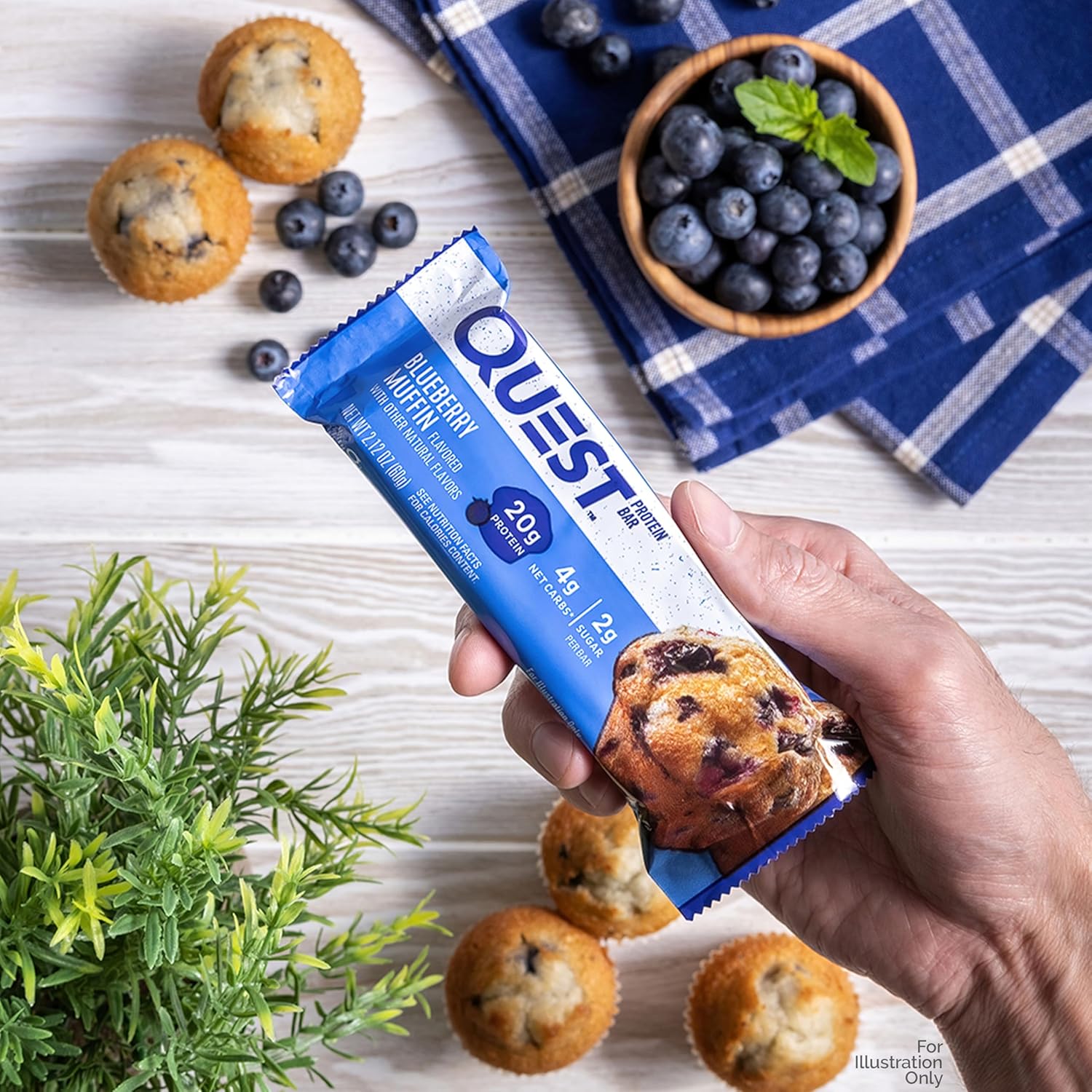 Quest Nutrition Blueberry Muffin Protein Bars, 20g Protein, Gluten Free