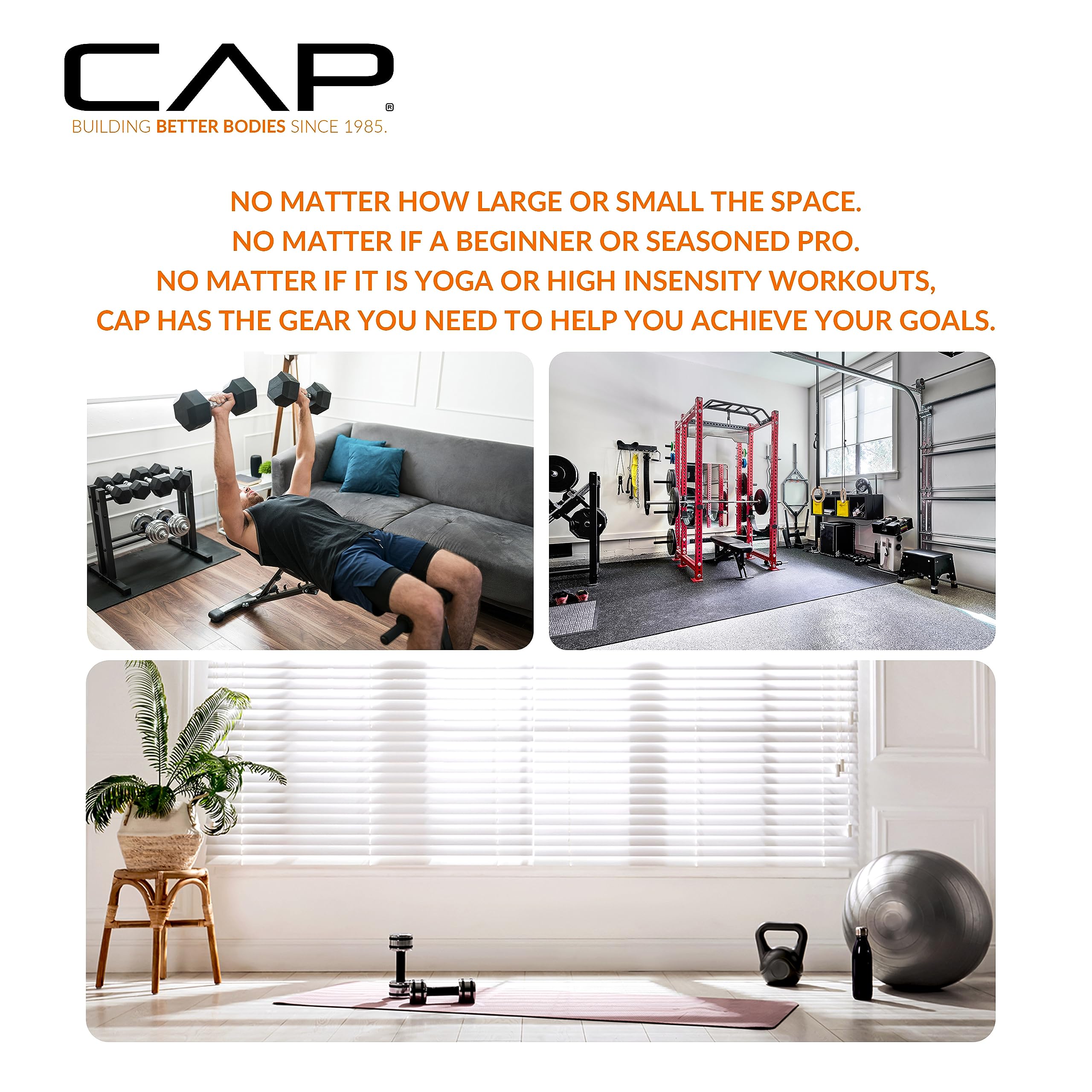 CAP Barbell Rubber Coated Dumbbell Weight Set with Vertical Rack