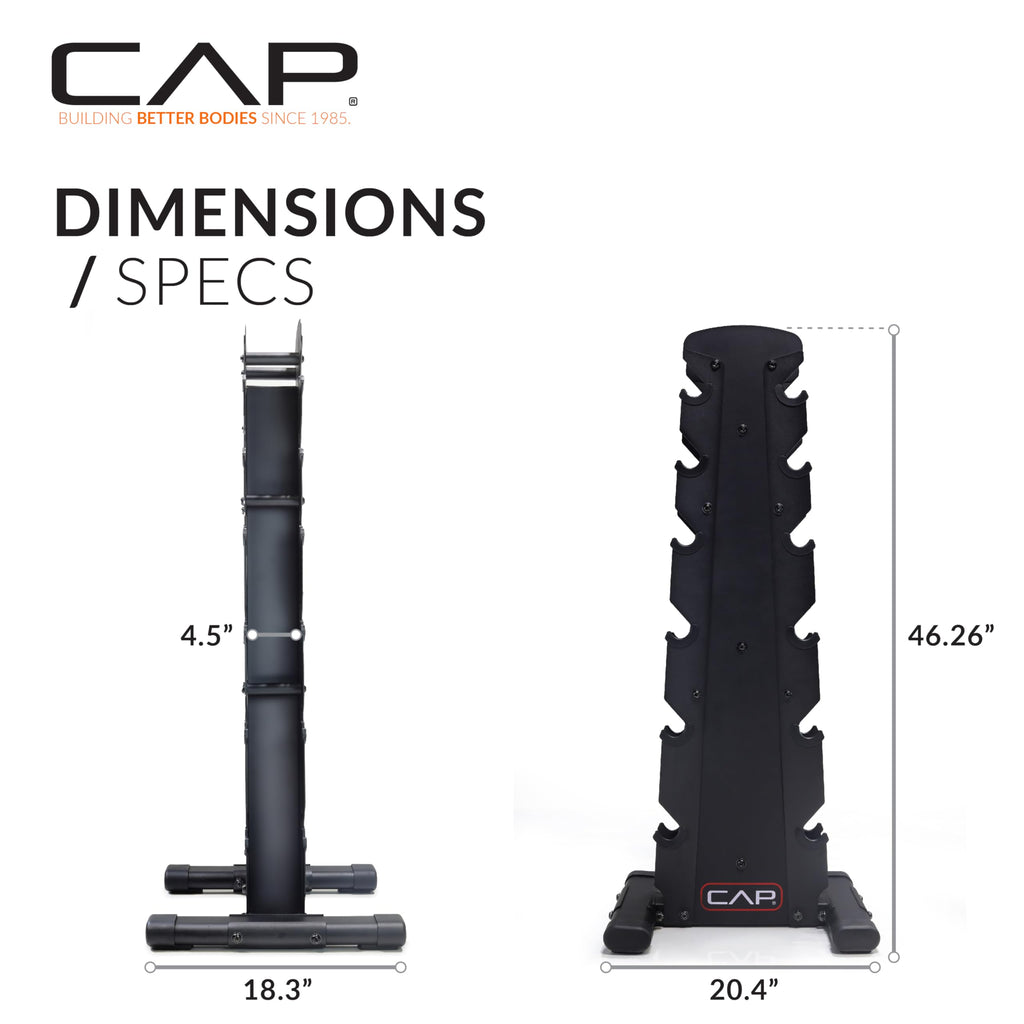 CAP Barbell Rubber Coated Dumbbell Weight Set with Vertical Rack