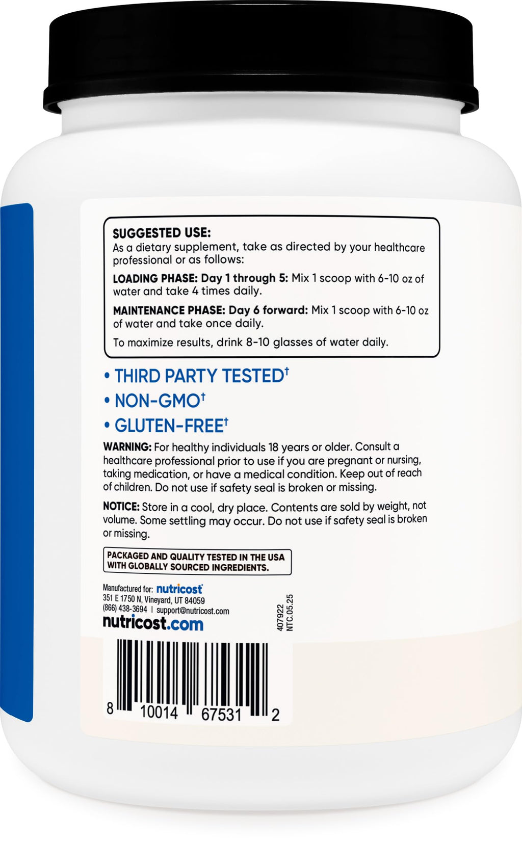 Nutricost Creatine Monohydrate Micronized Powder 500G - 100 Servings