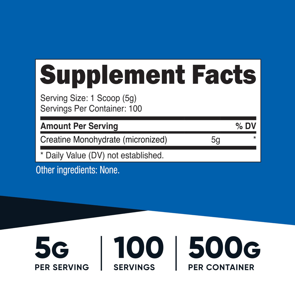 Nutricost Creatine Monohydrate Micronized Powder 500G - 100 Servings