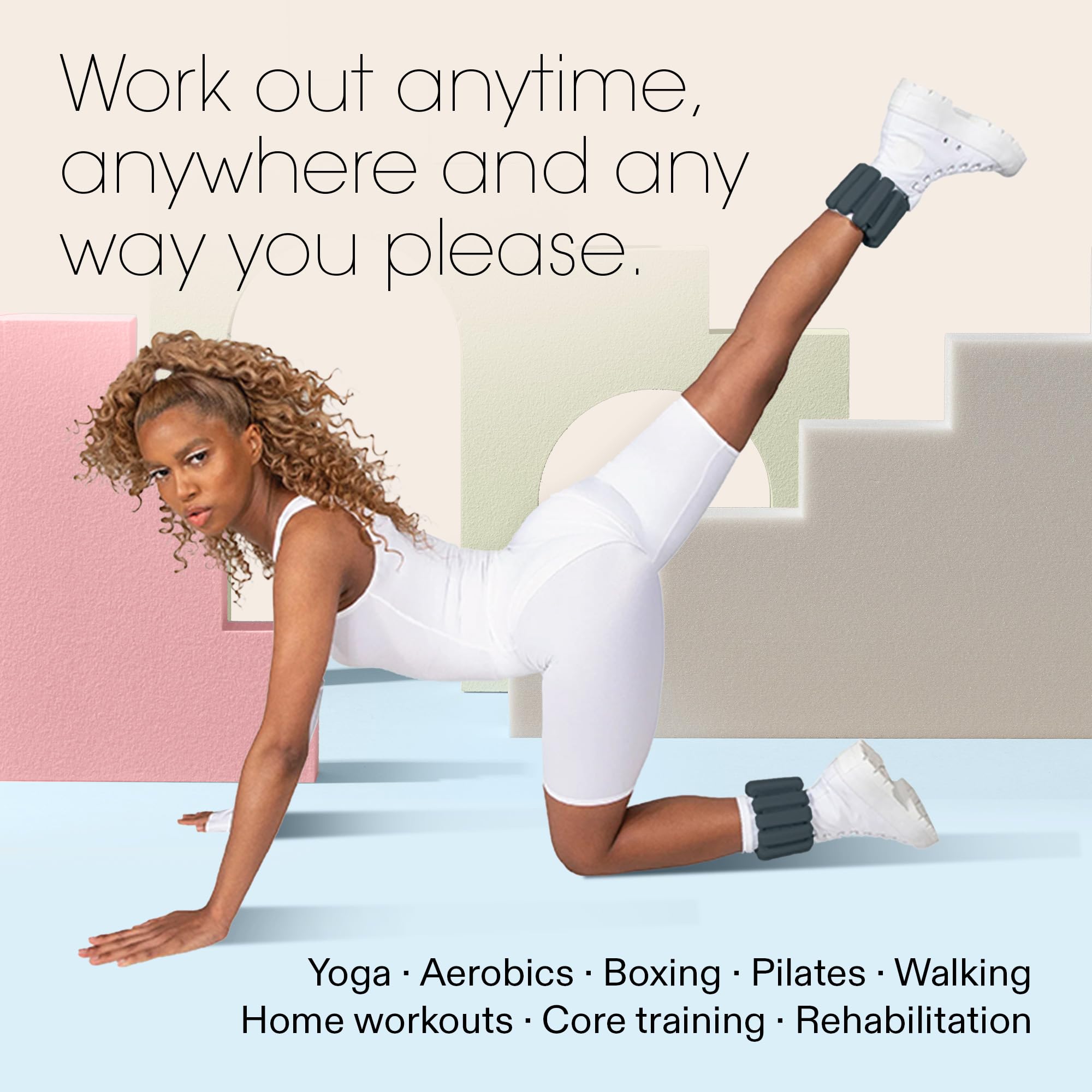 Bala Bangles Wrist & Ankle Weights for Women & Men - Adjustable Silicone