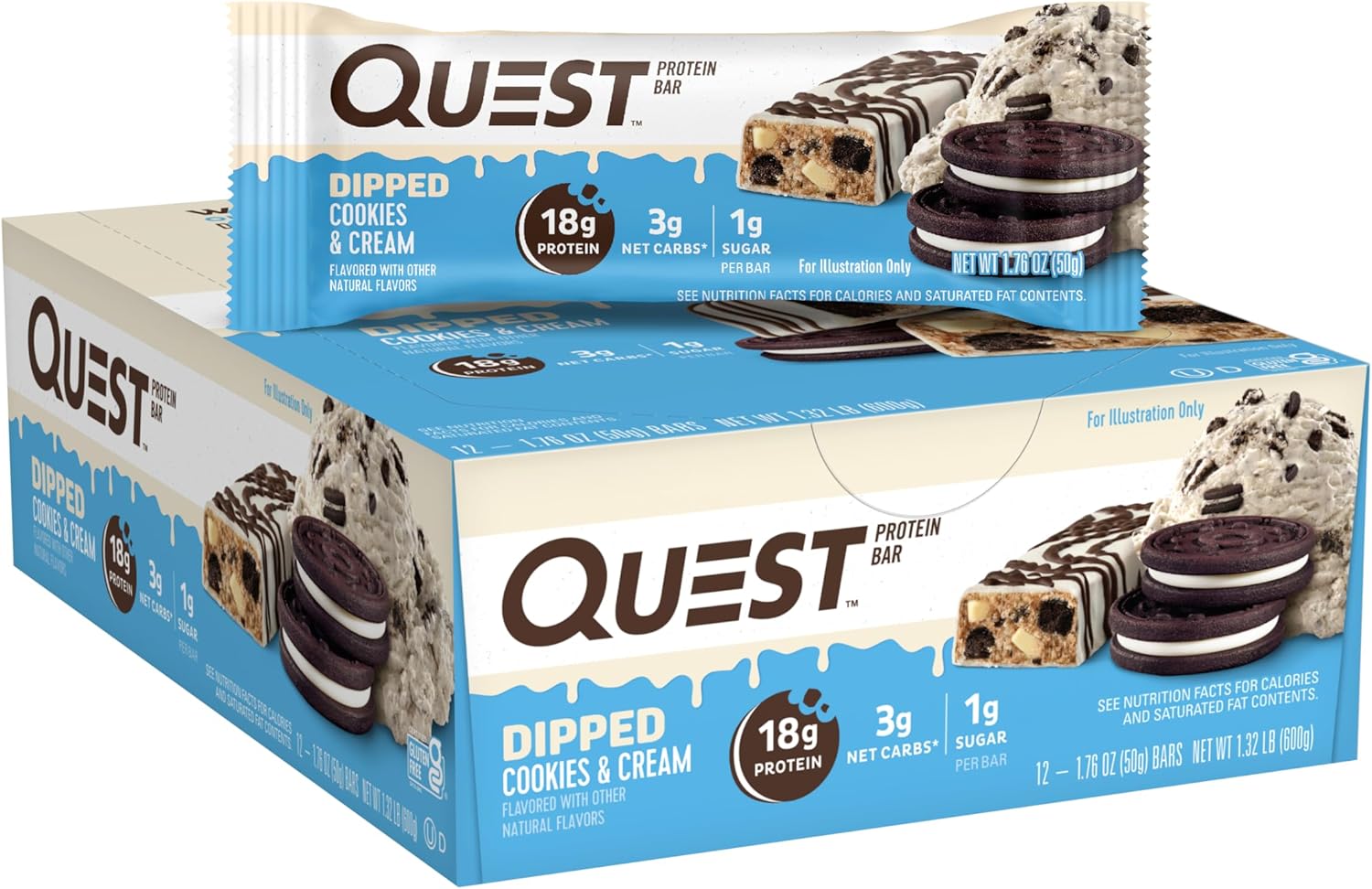 Quest Nutrition Blueberry Muffin Protein Bars, 20g Protein, Gluten Free