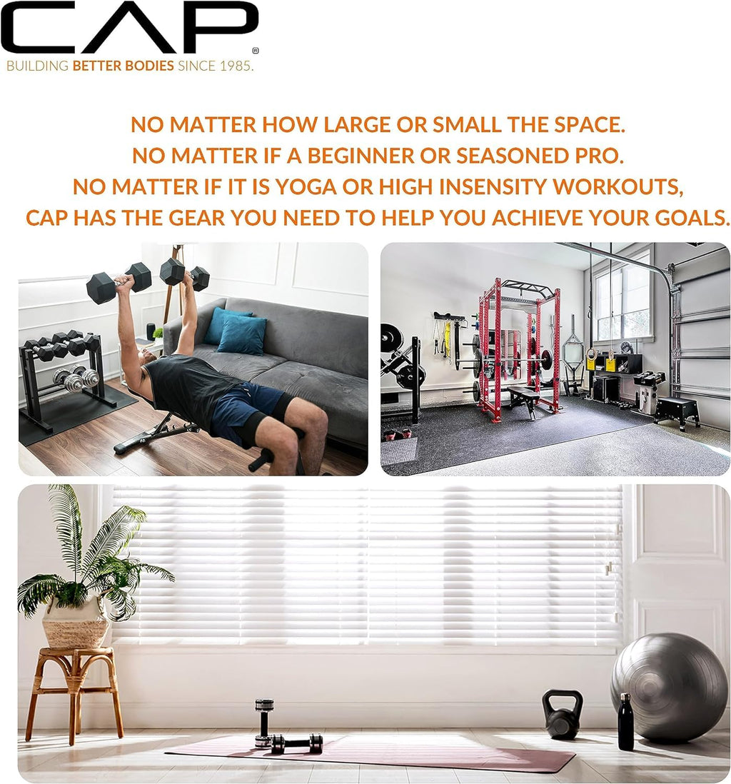 CAP Barbell Rubber Coated Dumbbell Weight Set with Vertical Rack