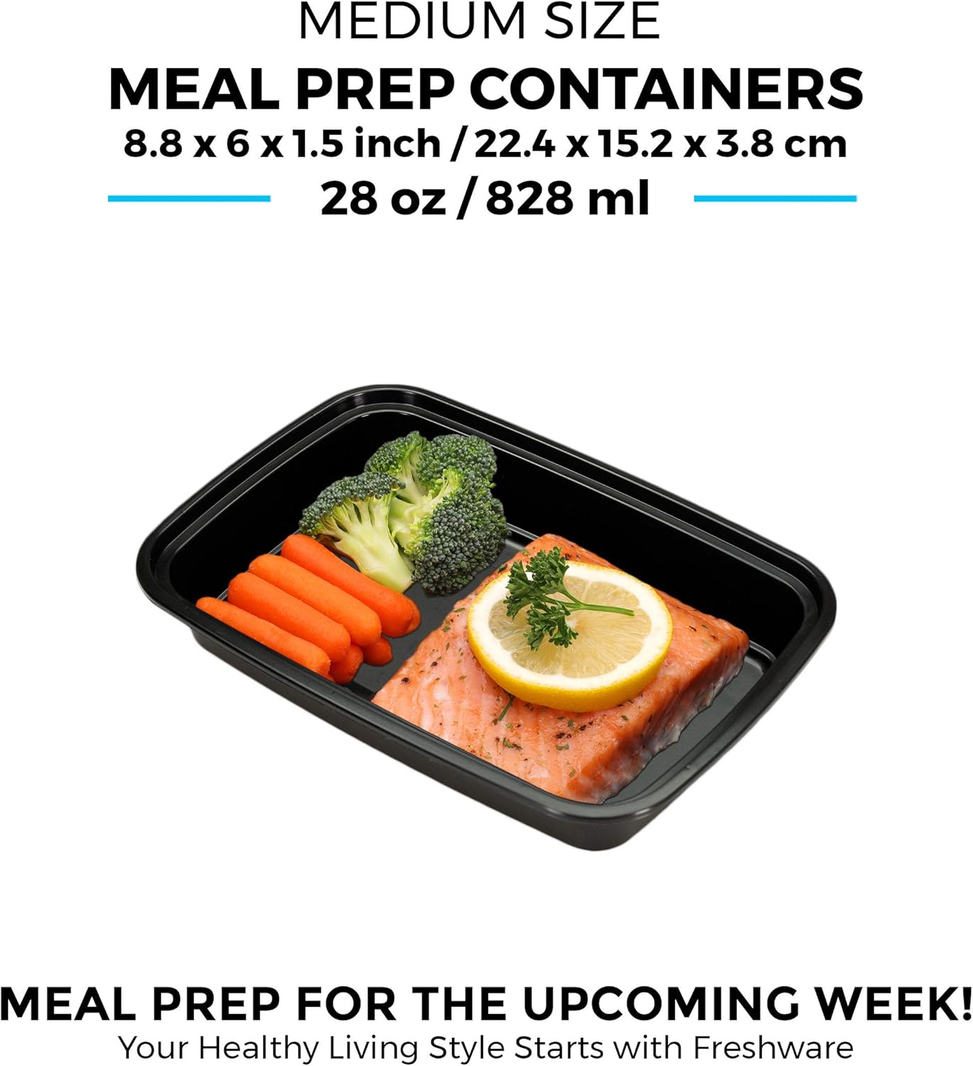 Freshware Meal Prep Containers [15 Pack] 1 Compartment Food Storage Containers with Lids