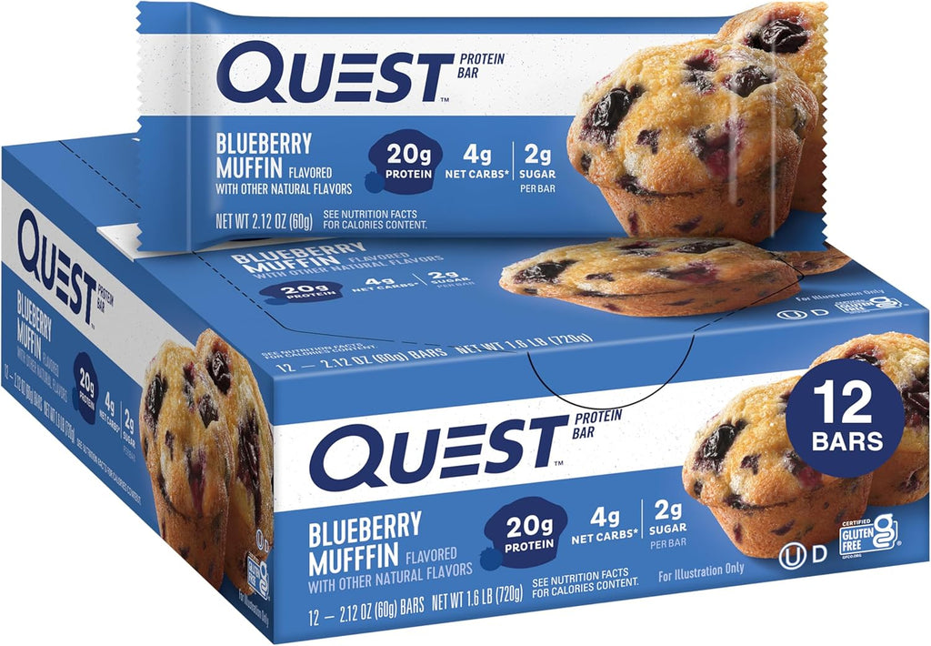 Quest Nutrition Blueberry Muffin Protein Bars, 20g Protein, Gluten Free