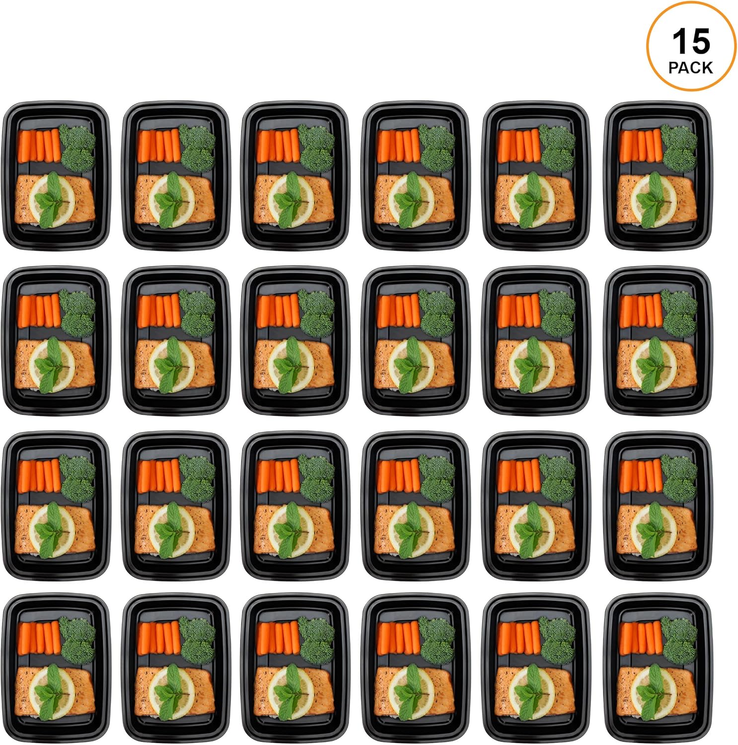 Freshware Meal Prep Containers [15 Pack] 1 Compartment Food Storage Containers with Lids
